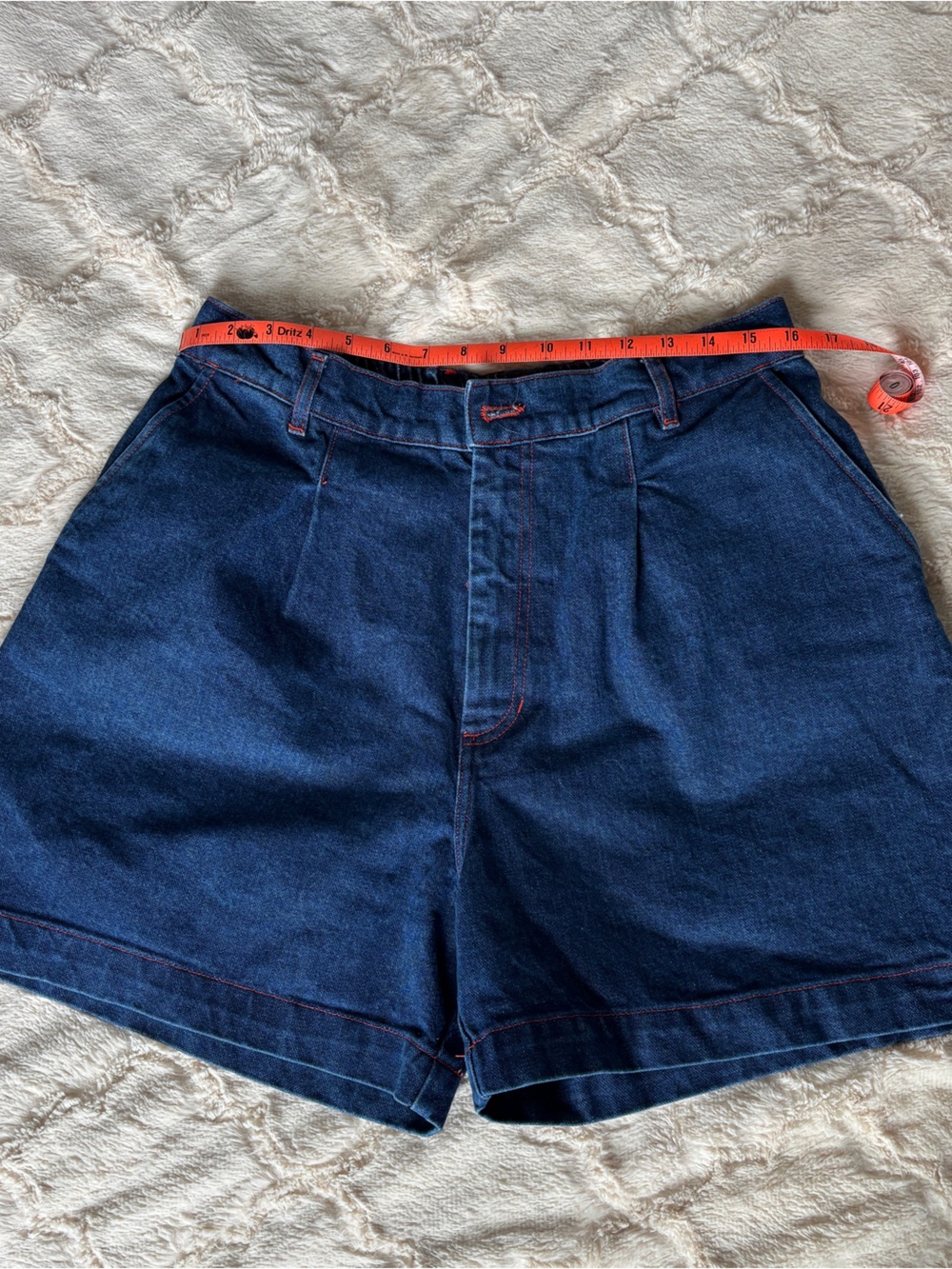 Big Bud Press Denim High-Waist Pleated Trouser Shorts